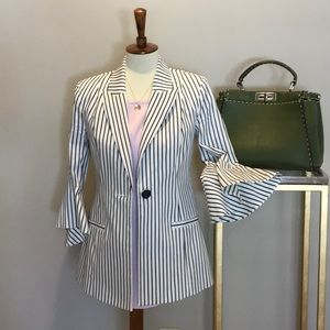 Pinstripe Blazer with Bell Sleeves